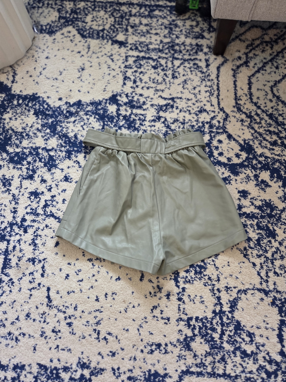 Petal & Pup Sage Green High-Waist Paperbag Shorts with Belt - Picture 6 of 6